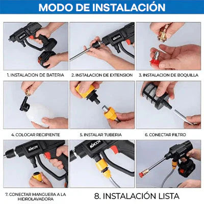 HIDROLAVADORA PORTATIL 2 BATERIAS 48V ALTA PRESIÓN